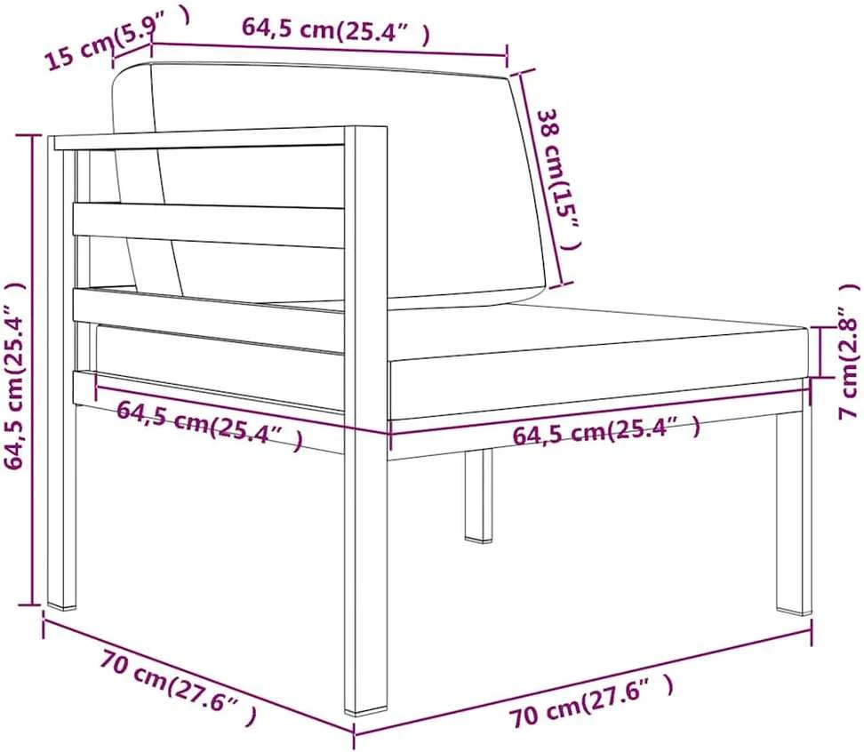 Modulinė kampinė sofa su pagalvėmis, antracito, aliuminis