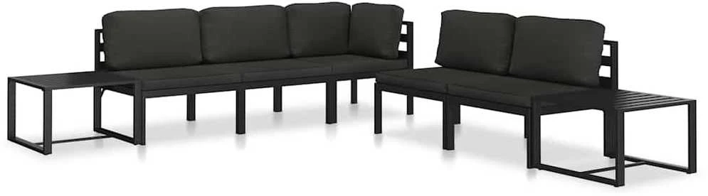Modulinė kampinė sofa su pagalvėmis, antracito, aliuminis