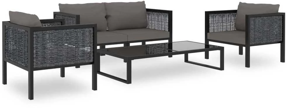 Modulinė kampinė sofa su porankiu dešinėje, pilka, poliratanas