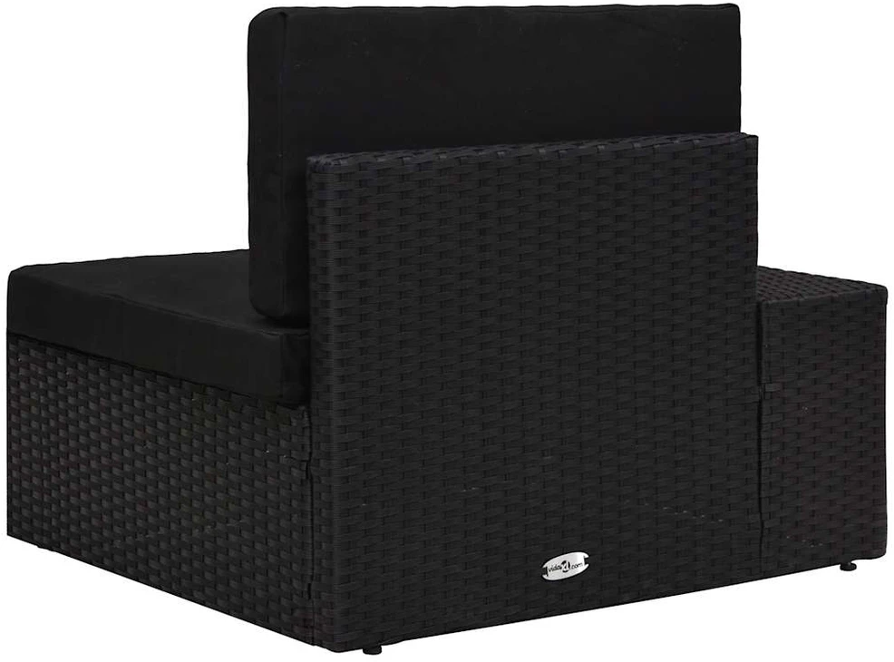 Modulinė kampinė sofa su porankiu, juoda, poliratanas