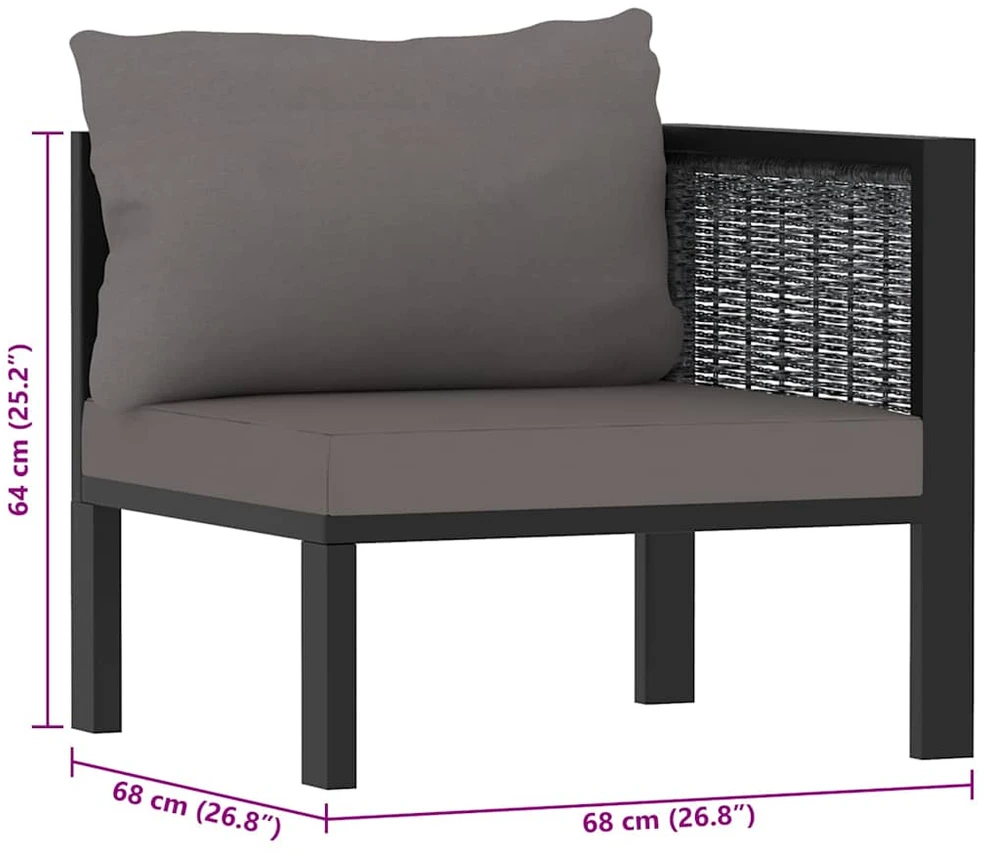 Modulinė kampinė sofa su porankiu kairėje, pilka, poliratanas