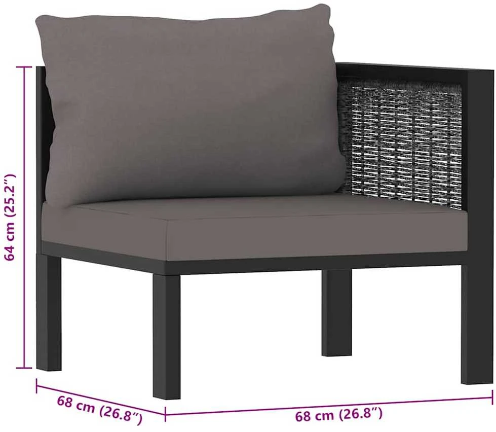 Modulinė kampinė sofa su porankiu kairėje, pilka, poliratanas