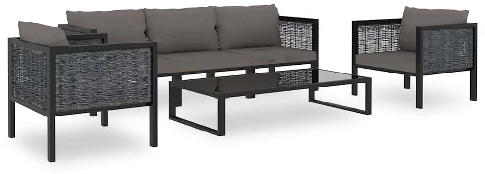 Modulinė kampinė sofa su porankiu kairėje, pilka, poliratanas