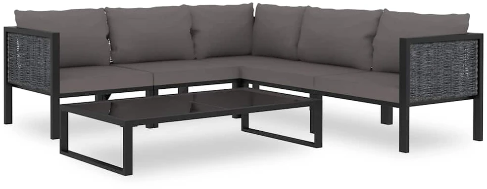 Modulinė kampinė sofa su porankiu kairėje, pilka, poliratanas