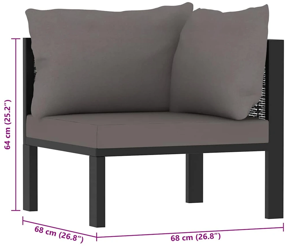 Modulinė kampinė sofa su porankiu kairėje, pilka, poliratanas