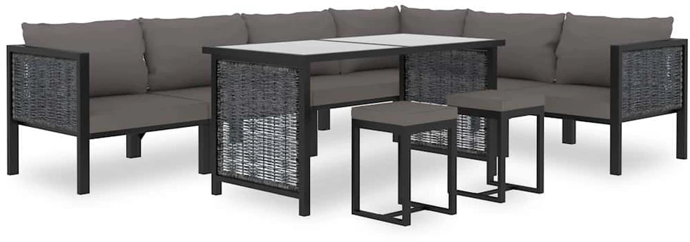 Modulinė kampinė sofa su porankiu kairėje, pilka, poliratanas