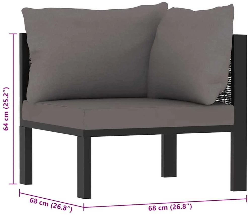 Modulinė kampinė sofa su porankiu kairėje, pilka, poliratanas