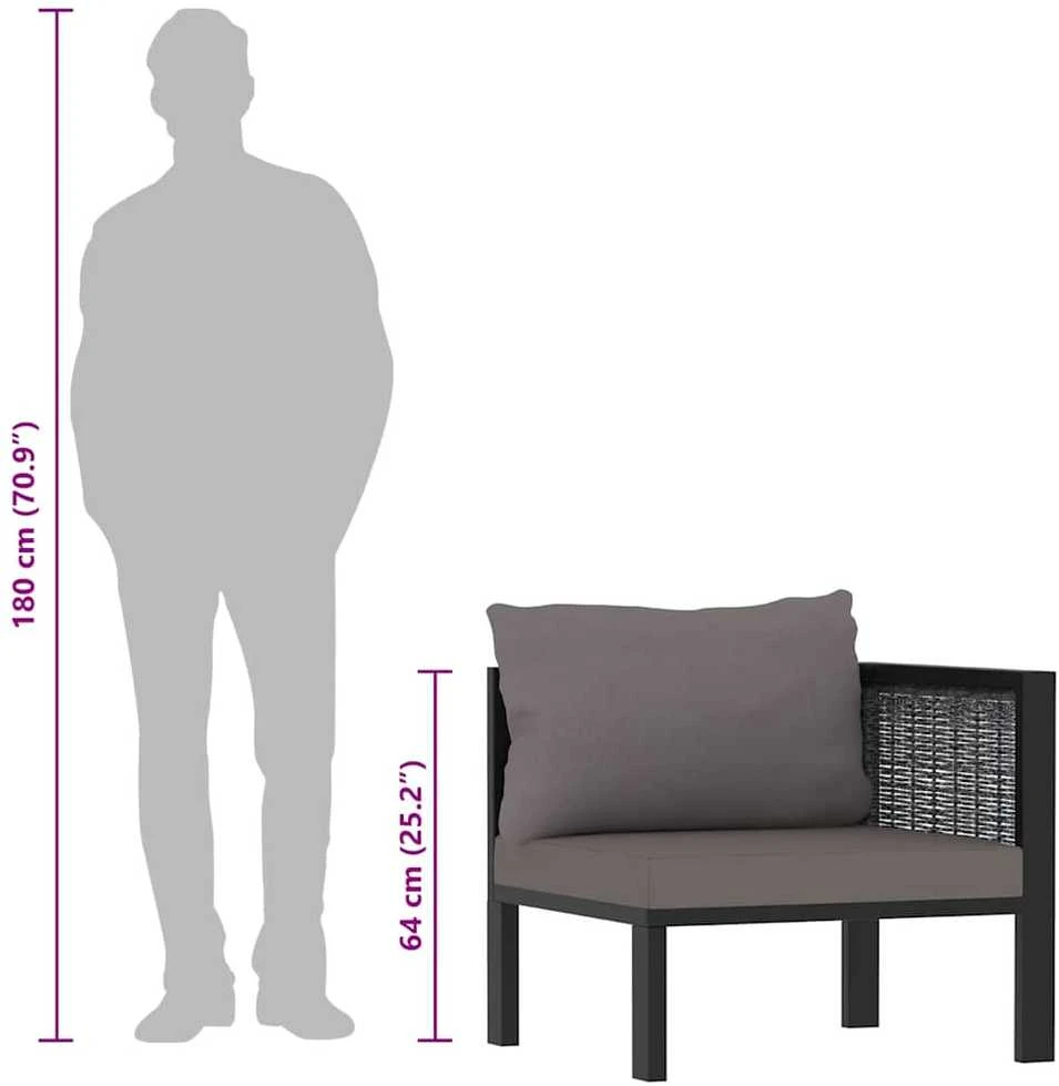 Modulinė kampinė sofa su porankiu kairėje, pilka, poliratanas
