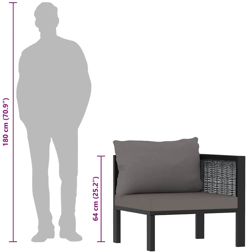 Modulinė kampinė sofa su porankiu kairėje, pilka, poliratanas