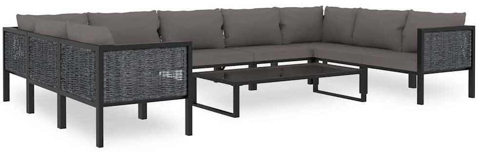 Modulinė kampinė sofa su porankiu kairėje, pilka, poliratanas
