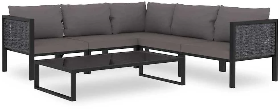 Modulinė kampinė sofa su porankiu kairėje, pilka, poliratanas