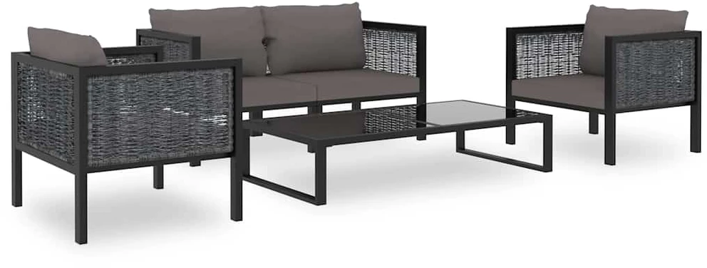 Modulinė kampinė sofa su porankiu kairėje, pilka, poliratanas