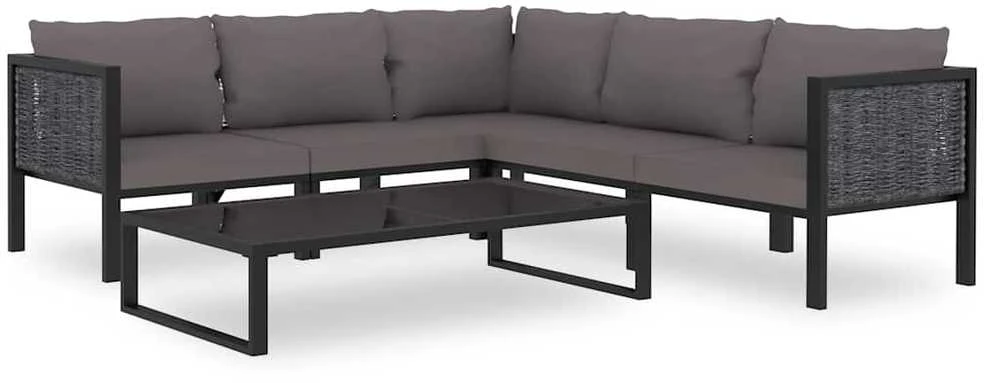 Modulinė kampinė sofa su porankiu kairėje, pilka, poliratanas