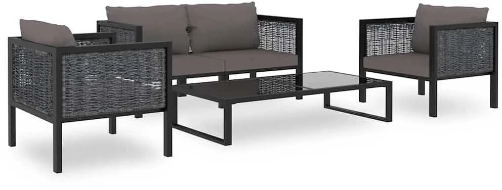 Modulinė kampinė sofa su porankiu kairėje, pilka, poliratanas