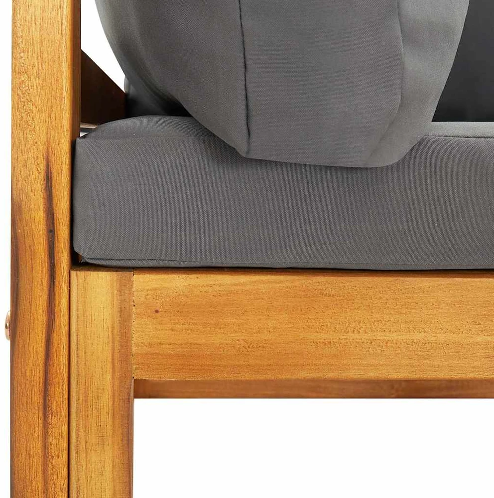 Modulinė kampinė sofa su tamsiai pilkomis pagalvėlėmis, akacija