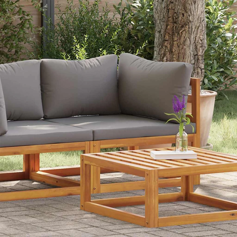 Modulinė kampinė sofa su tamsiai pilkomis pagalvėlėmis, akacija