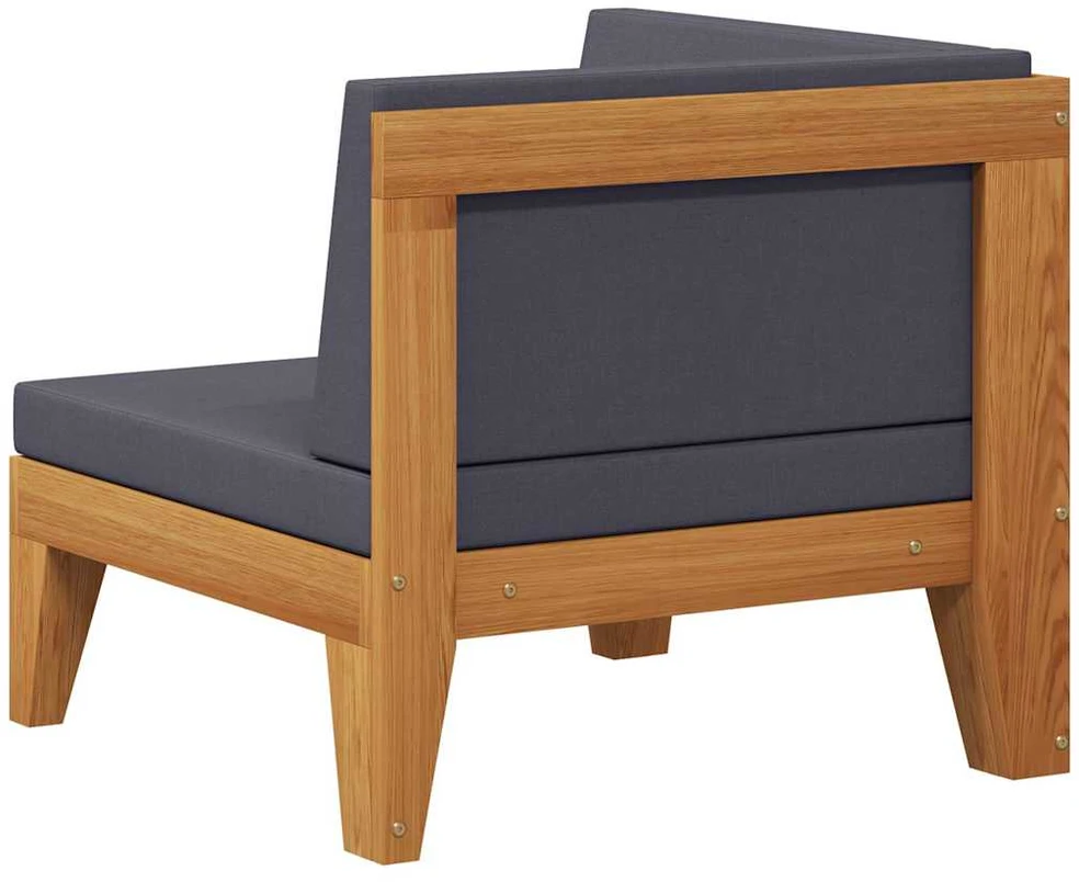Modulinė kampinė sofa su tamsiai pilkomis pagalvėlėmis, akacija