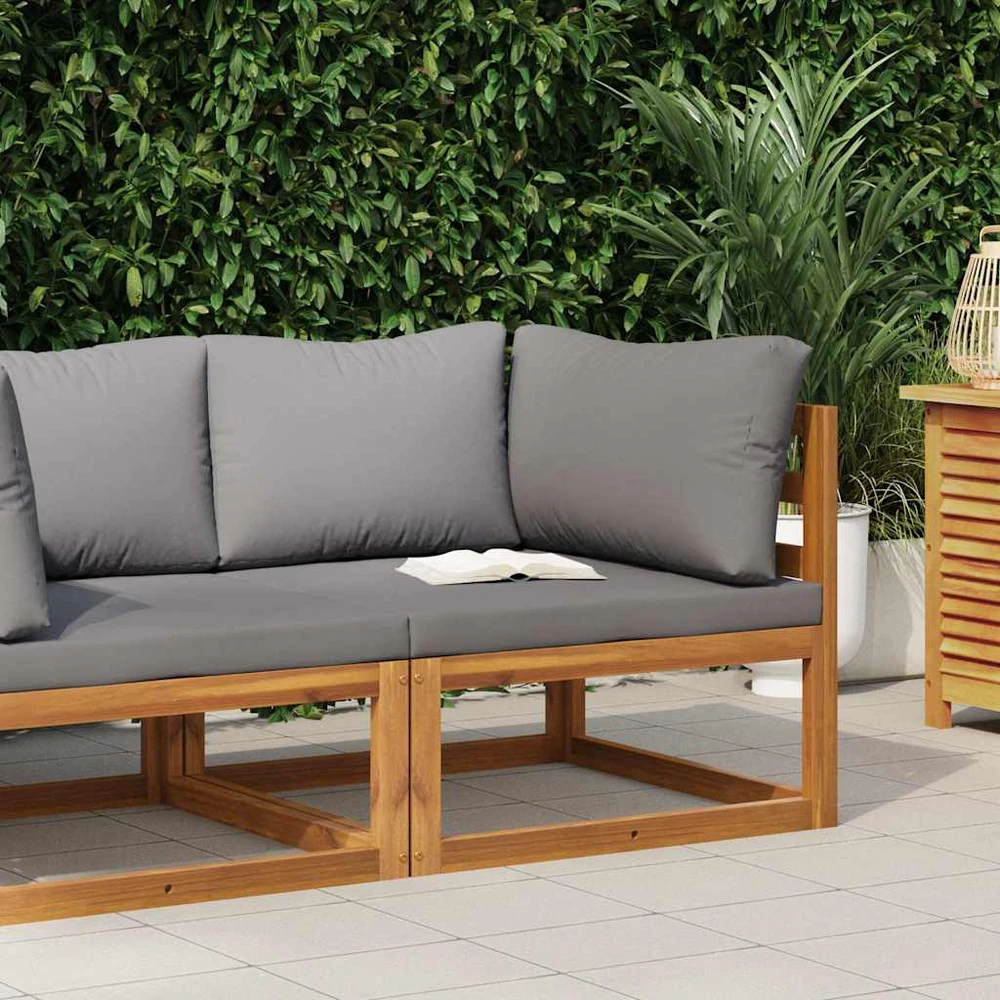 Modulinė kampinė sofa su tamsiai pilkomis pagalvėlėmis, akacija