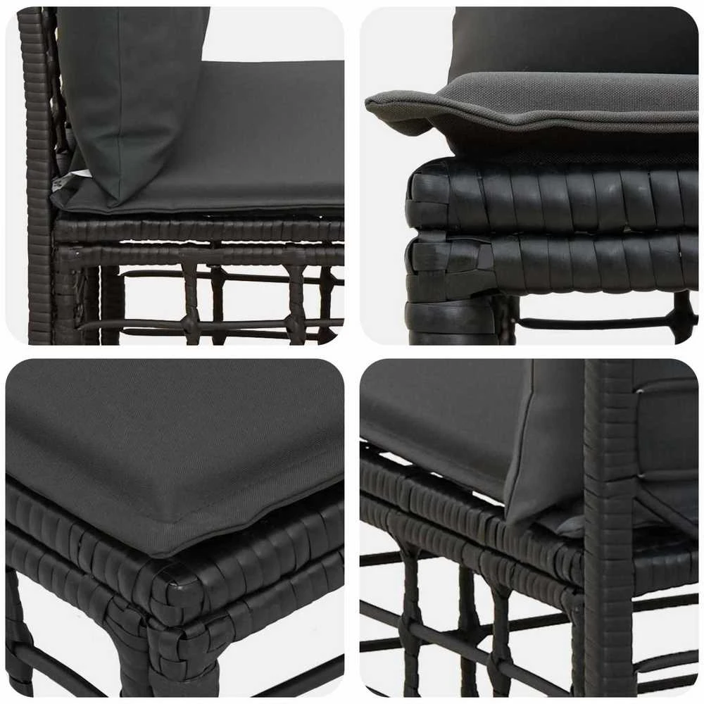 Modulinė lauko sofa be rankų Juoda poliratanas