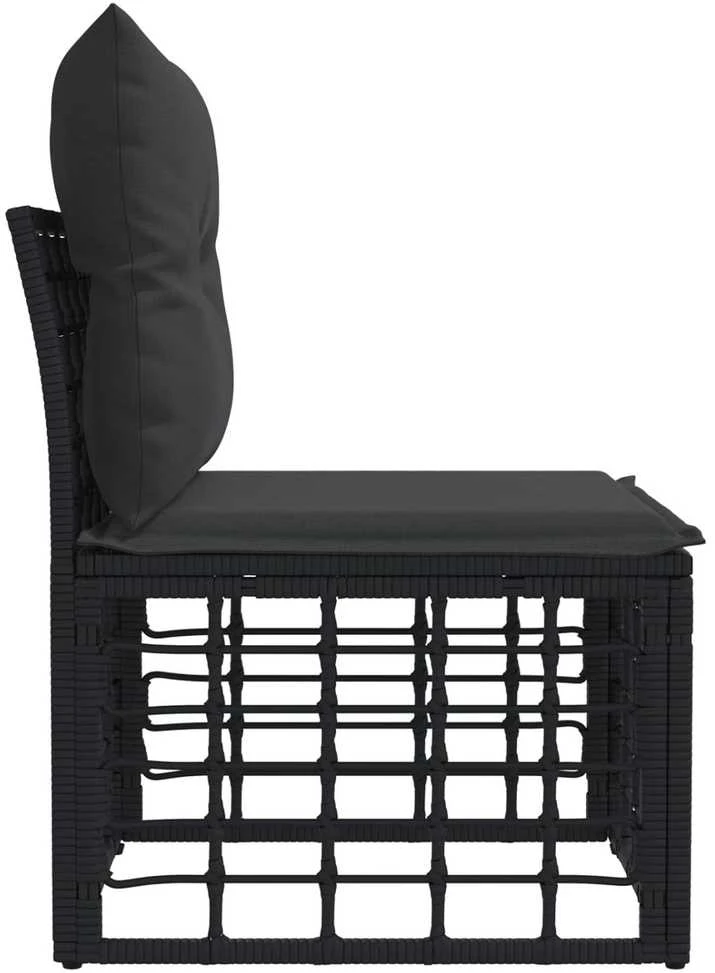 Modulinė lauko sofa be rankų Juoda poliratanas