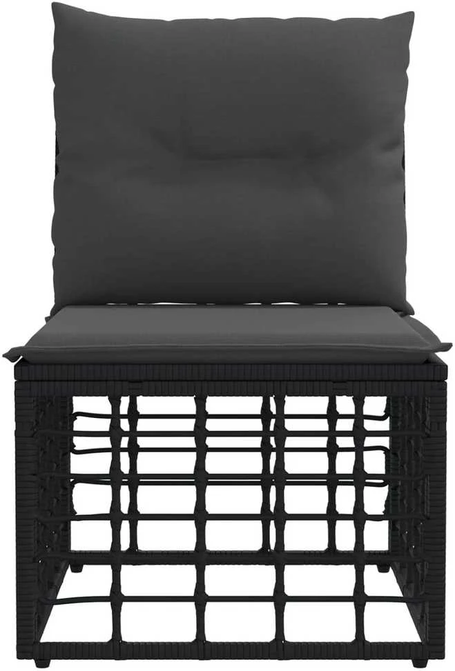Modulinė lauko sofa be rankų Juoda poliratanas