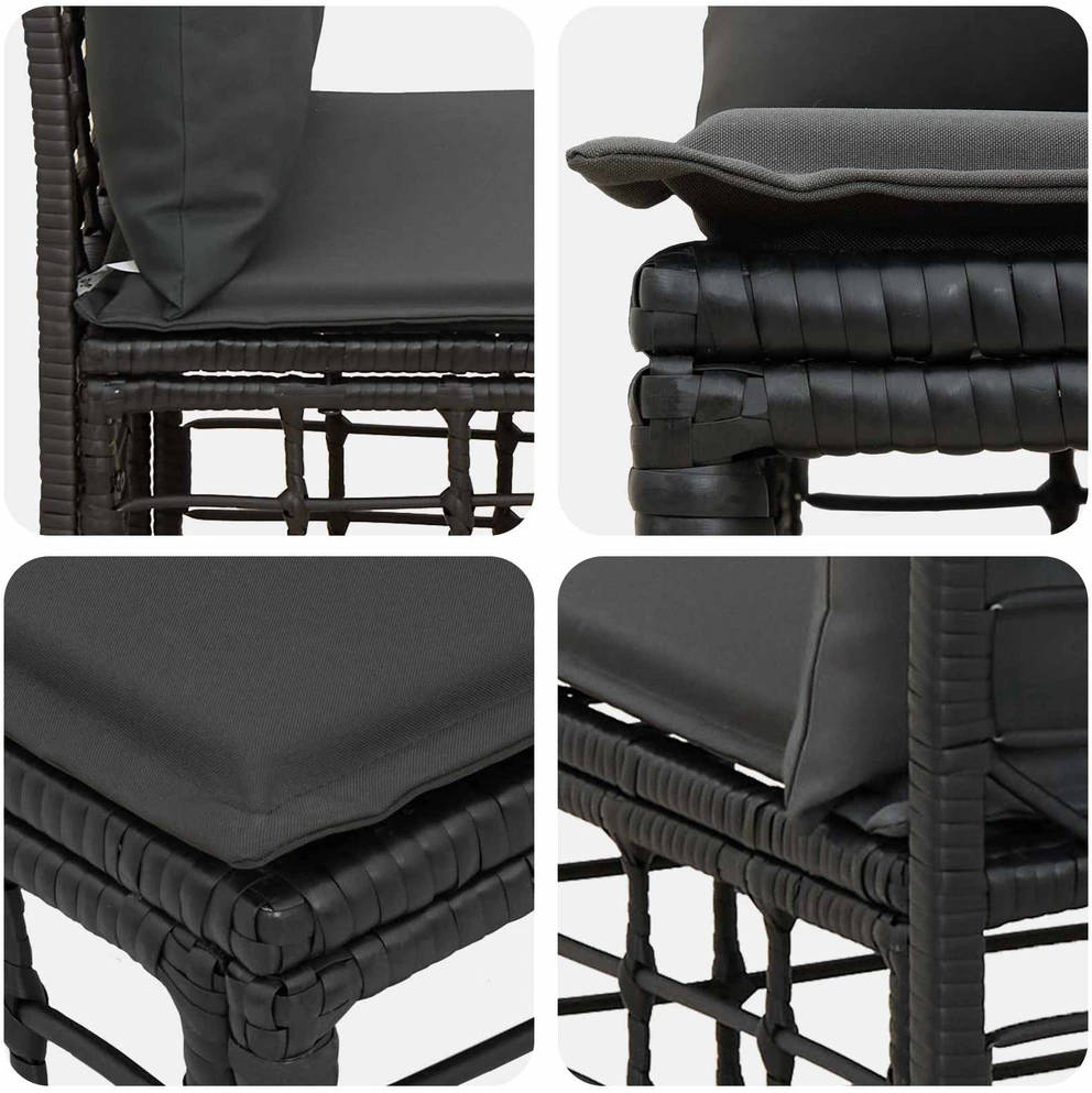 Modulinė lauko sofa be rankų Juoda poliratanas
