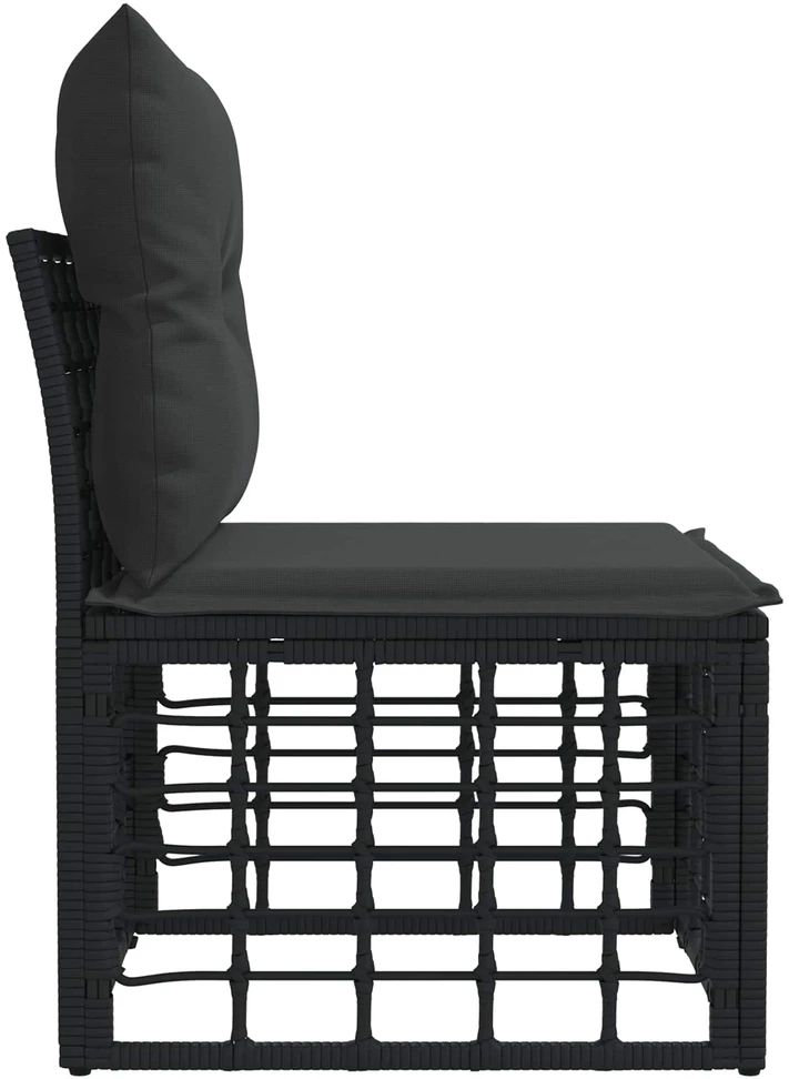 Modulinė lauko sofa be rankų Juoda poliratanas