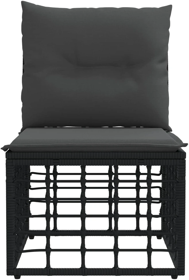 Modulinė lauko sofa be rankų Juoda poliratanas