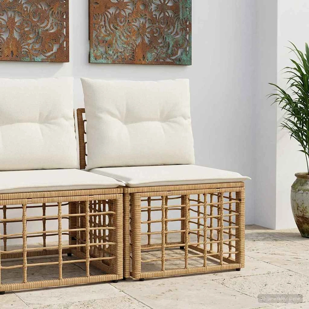 Modulinė lauko sofa be rankų Natūrali poliratanas
