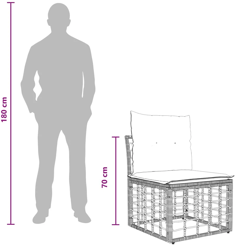Modulinė lauko sofa be rankų Natūrali poliratanas