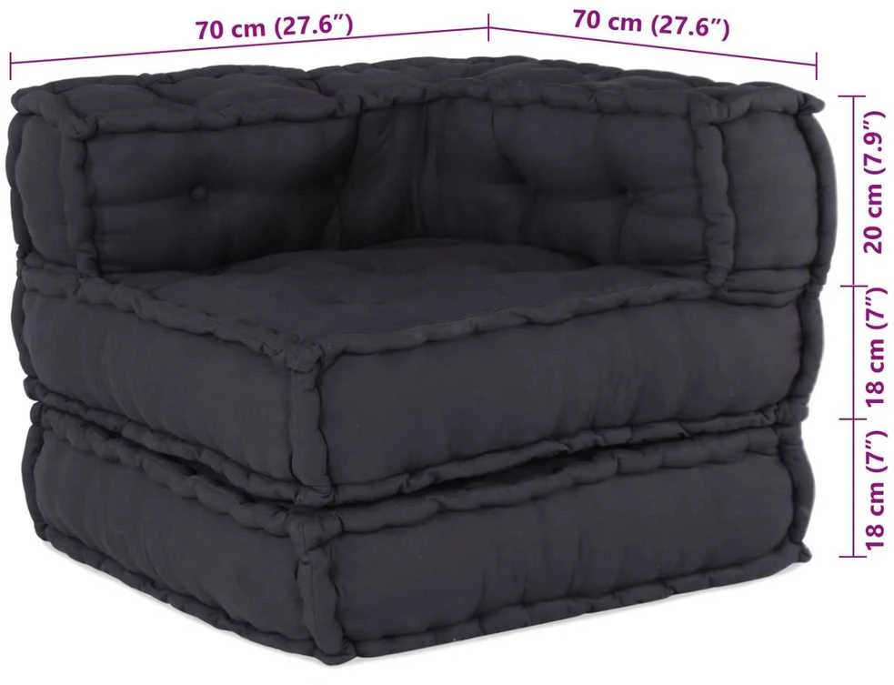 Modulinė sofa 2 vnt. Audinys Antracito 140 x 70 x 56 cm