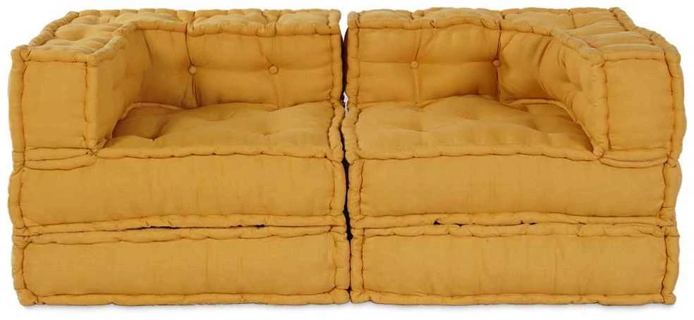Modulinė sofa 2 vnt. Audinys Geltona 140 x 70 x 56 cm
