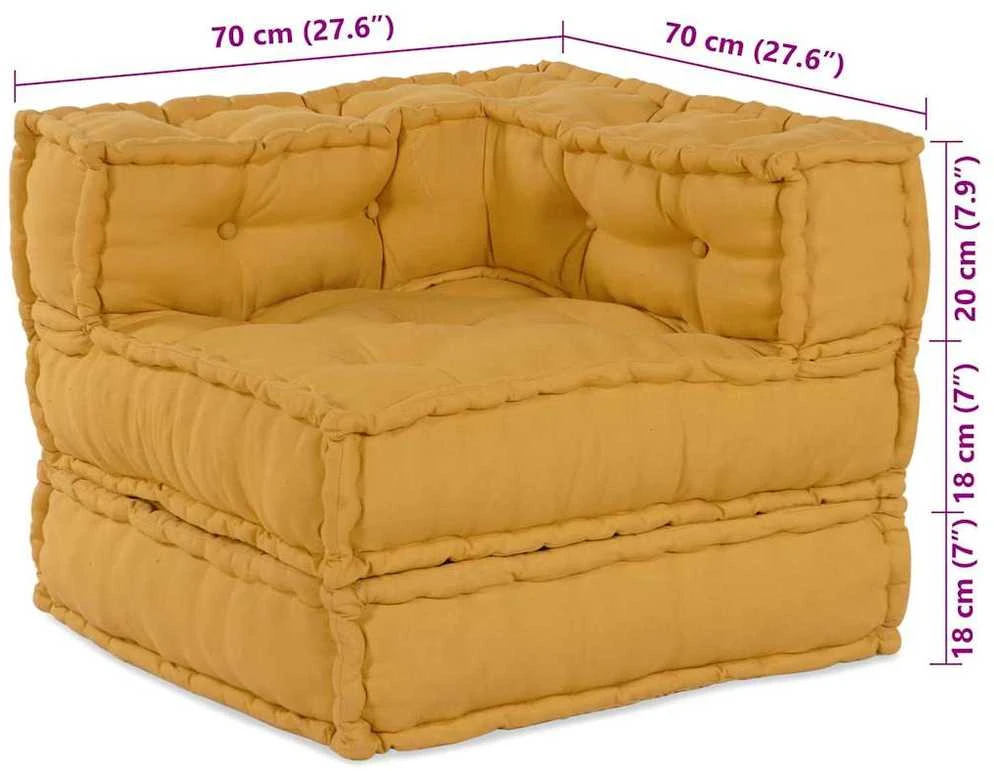 Modulinė sofa 2 vnt. Audinys Geltona 140 x 70 x 56 cm