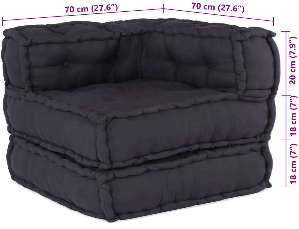 Modulinė sofa 2 vnt. Audinys Antracito 140 x 70 x 56 cm