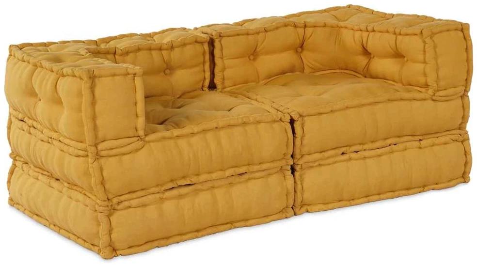 Modulinė sofa 2 vnt. Audinys Geltona 140 x 70 x 56 cm
