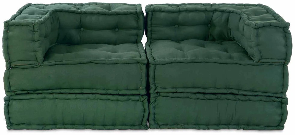 Modulinė sofa 2 vnt. Audinys Žalia 140 x 70 x 56 cm