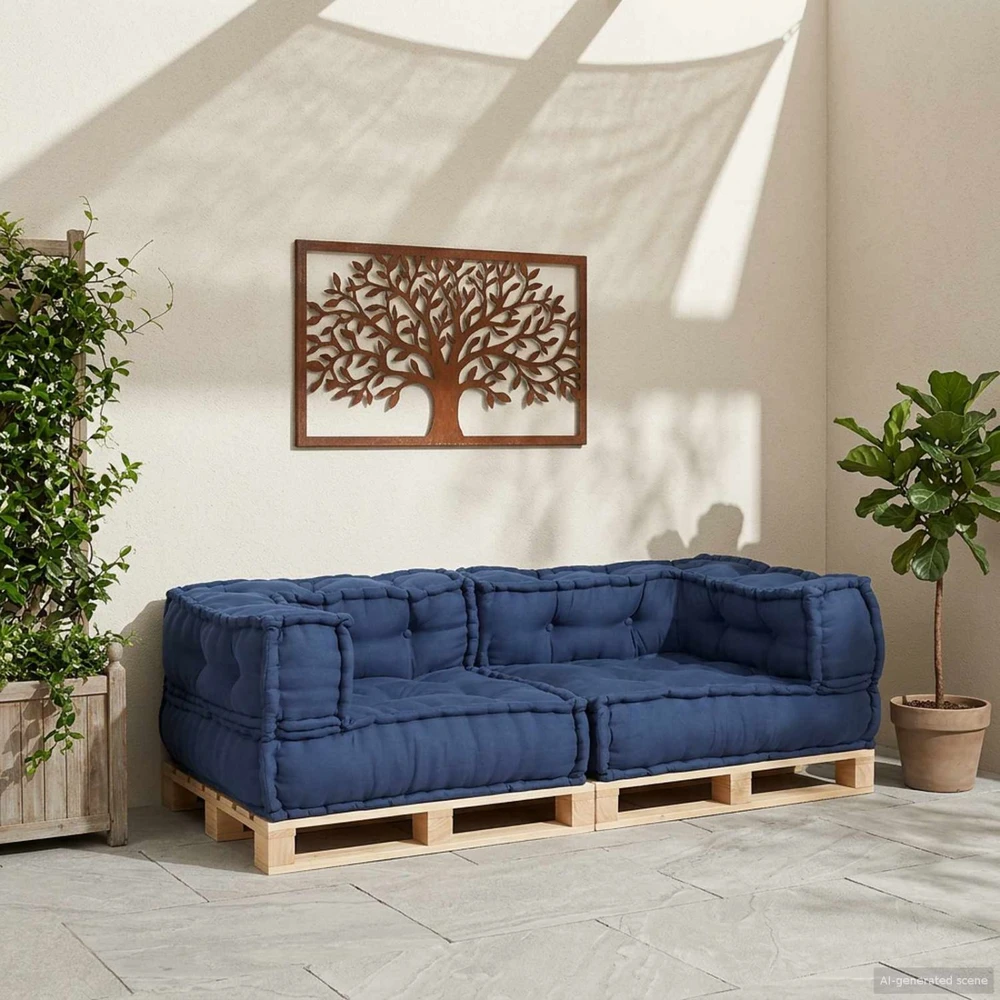 Modulinė sofa 3 vnt. Audinys Indigo 140 x 70 x 36 cm