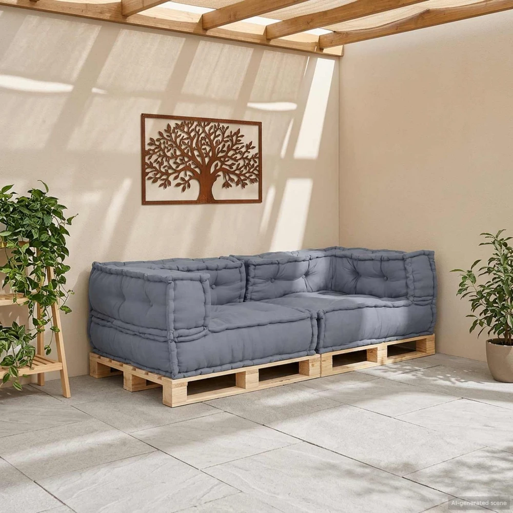 Modulinė sofa 3 vnt. Audinys Pilka 140 x 70 x 36 cm