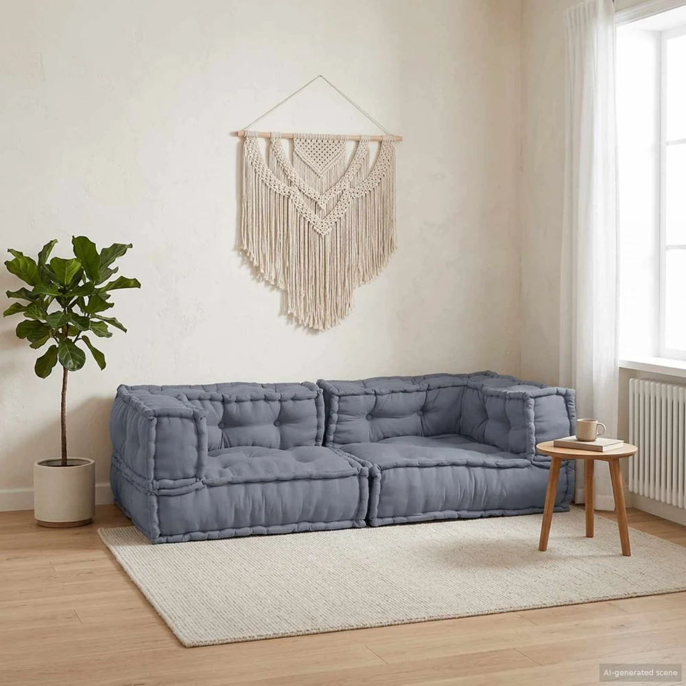 Modulinė sofa 3 vnt. Audinys Pilka 140 x 70 x 36 cm