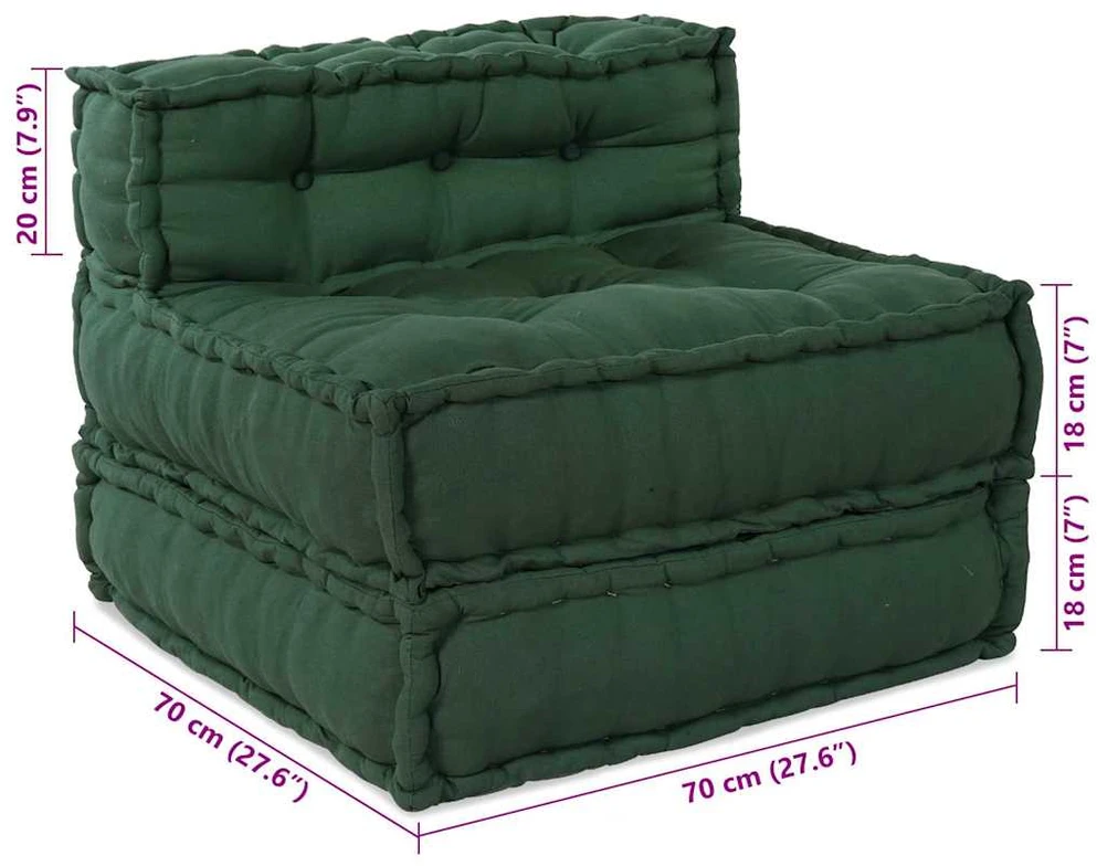 Modulinė sofa Audinys Žalia 210 x 140 x 56 cm