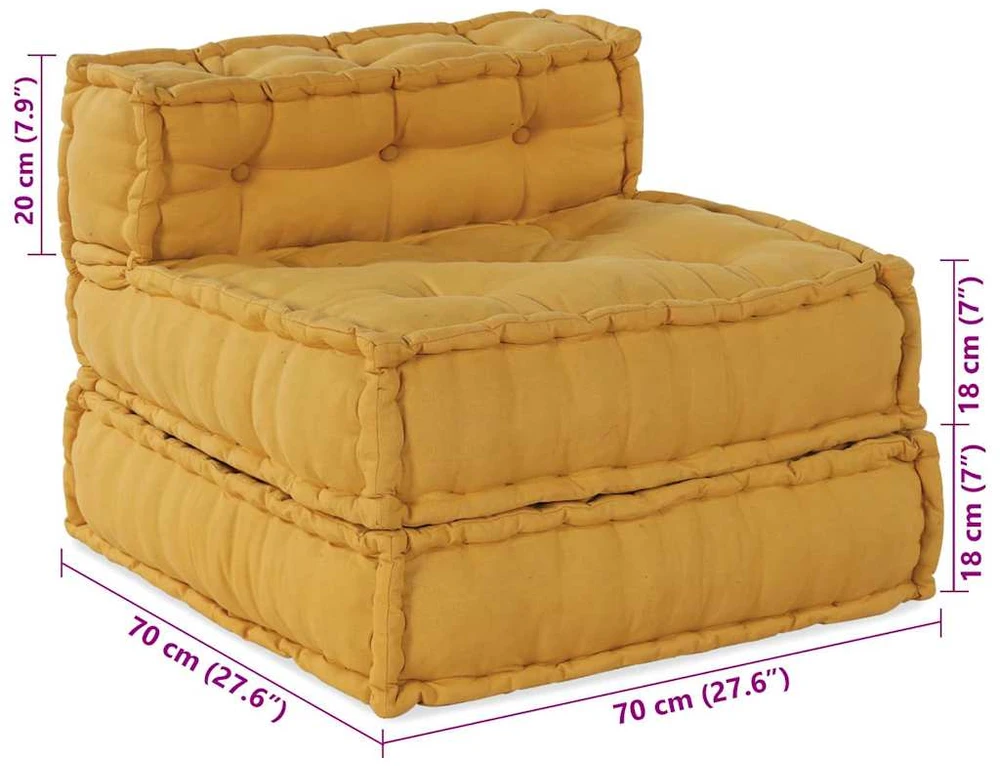 Modulinė sofa Audinys Geltona 210 x 70 x 56 cm