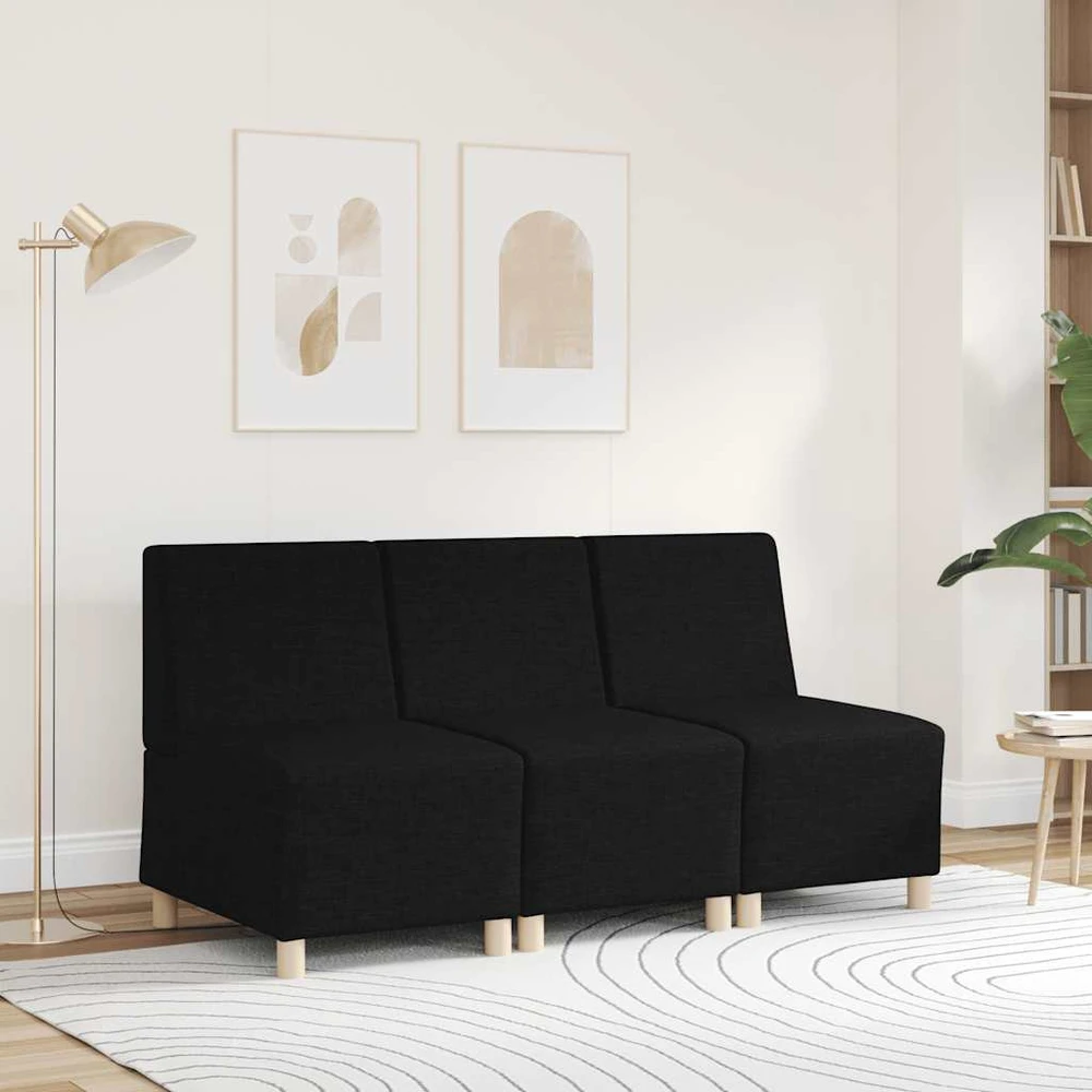 Modulinė sofa be porankių, juoda, 55 cm, audinys