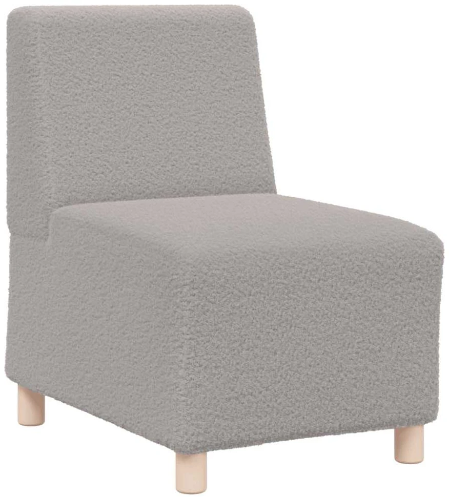 Modulinė sofa be porankių, šviesiai pilka, 55 cm, garbanotas, vilnonį audinį imituojantis audinys