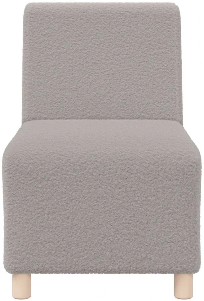 Modulinė sofa be porankių, šviesiai pilka, 55 cm, garbanotas, vilnonį audinį imituojantis audinys