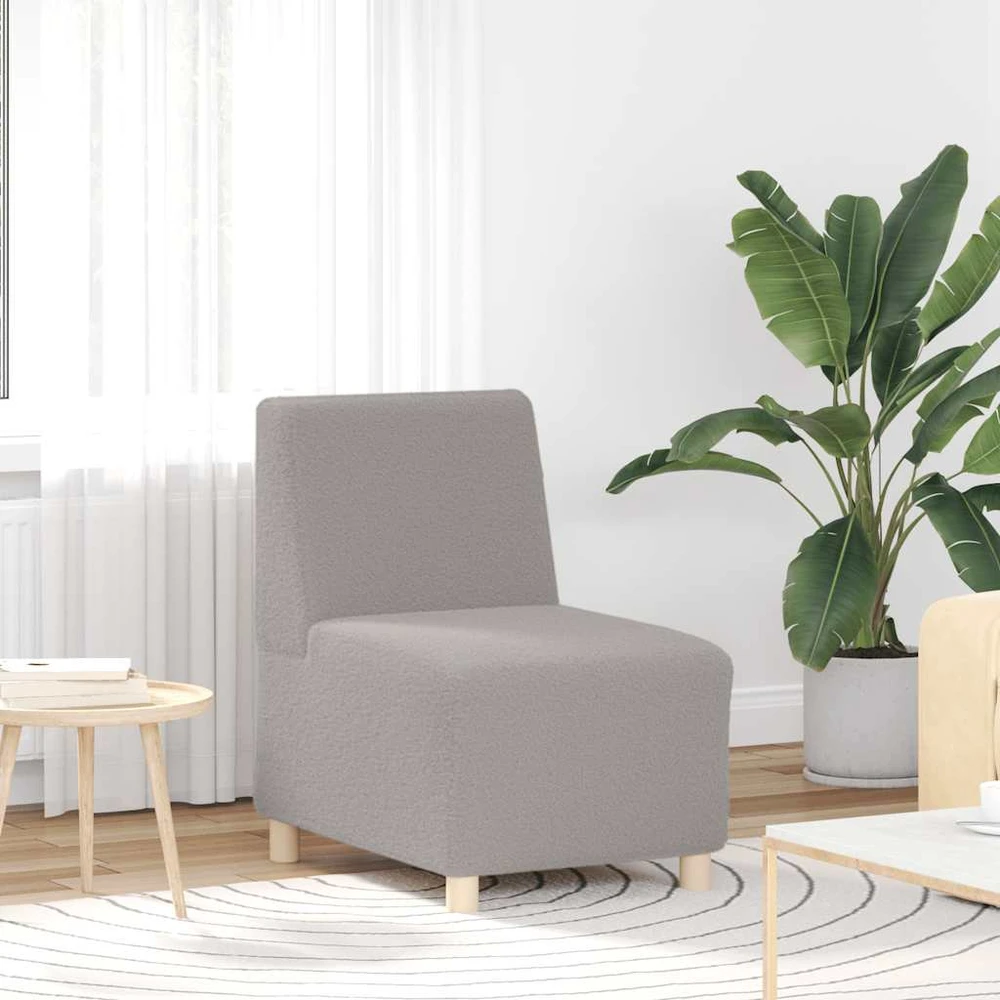 Modulinė sofa be porankių, šviesiai pilka, 55 cm, garbanotas, vilnonį audinį imituojantis audinys