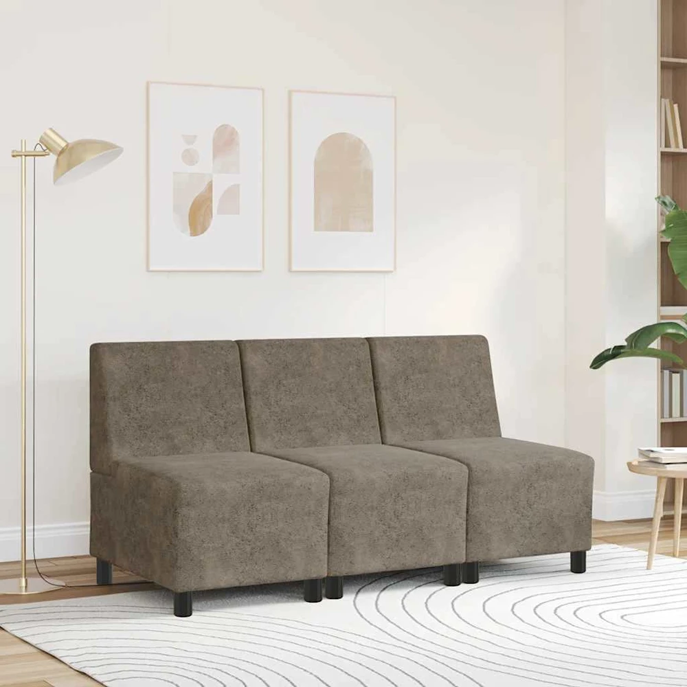 Fotelis Modulinė sofa be porankių, tamsiai pilka, 55 cm, dirbtinė zomša, oda