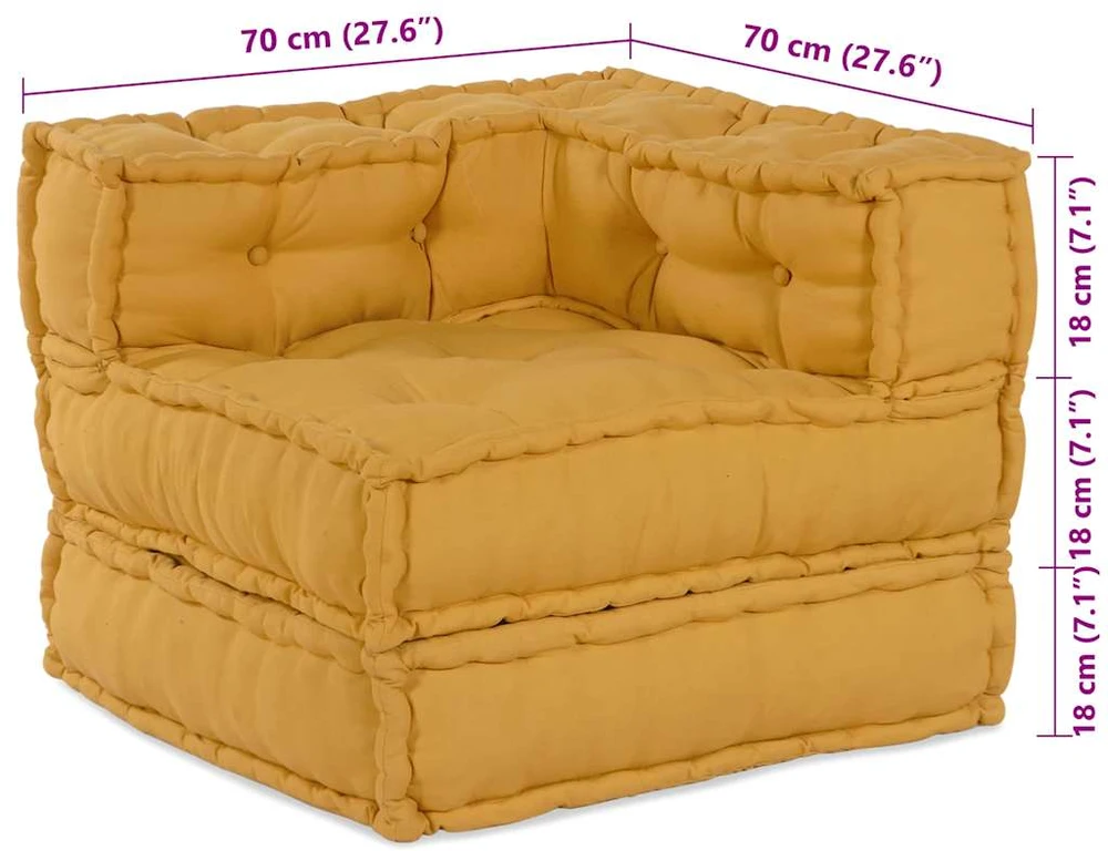 Modulinė sofa, geltona, 70x70x54 cm, audinys