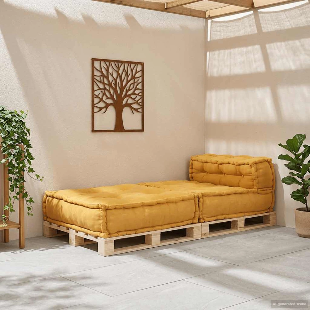 Modulinė sofa, geltona, 70x70x54 cm, audinys