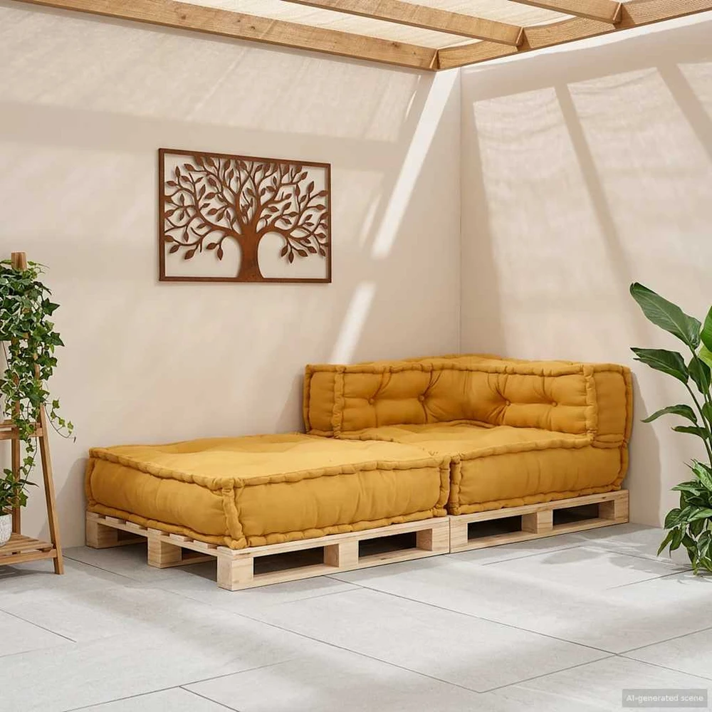 Modulinė sofa, geltona, 70x70x54 cm, audinys