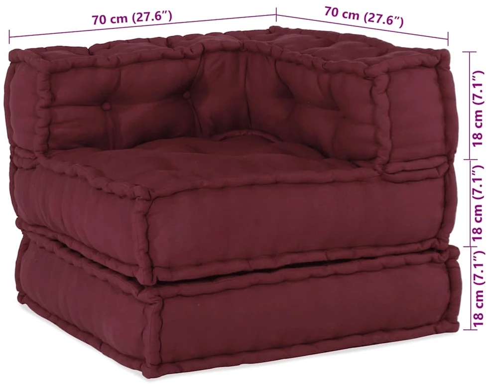 Modulinė sofa, kaštoninės spalvos, 70x70x54 cm, audinys
